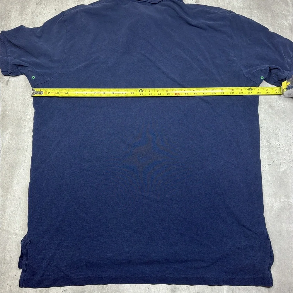Vintage Polo Ralph Lauren Rugby Polo Shirt Navy Blue Green Pony Mens XL Cotton